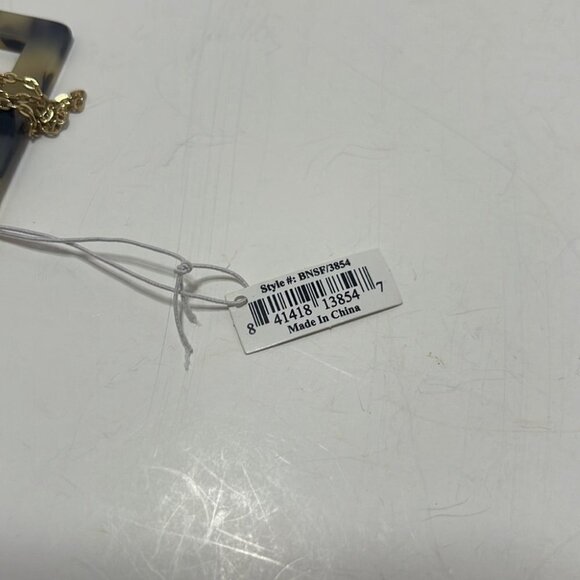 Long Tunic Chain Necklace with Modern Resin Tortoise Shell Square Pendant - Picture 4 of 4